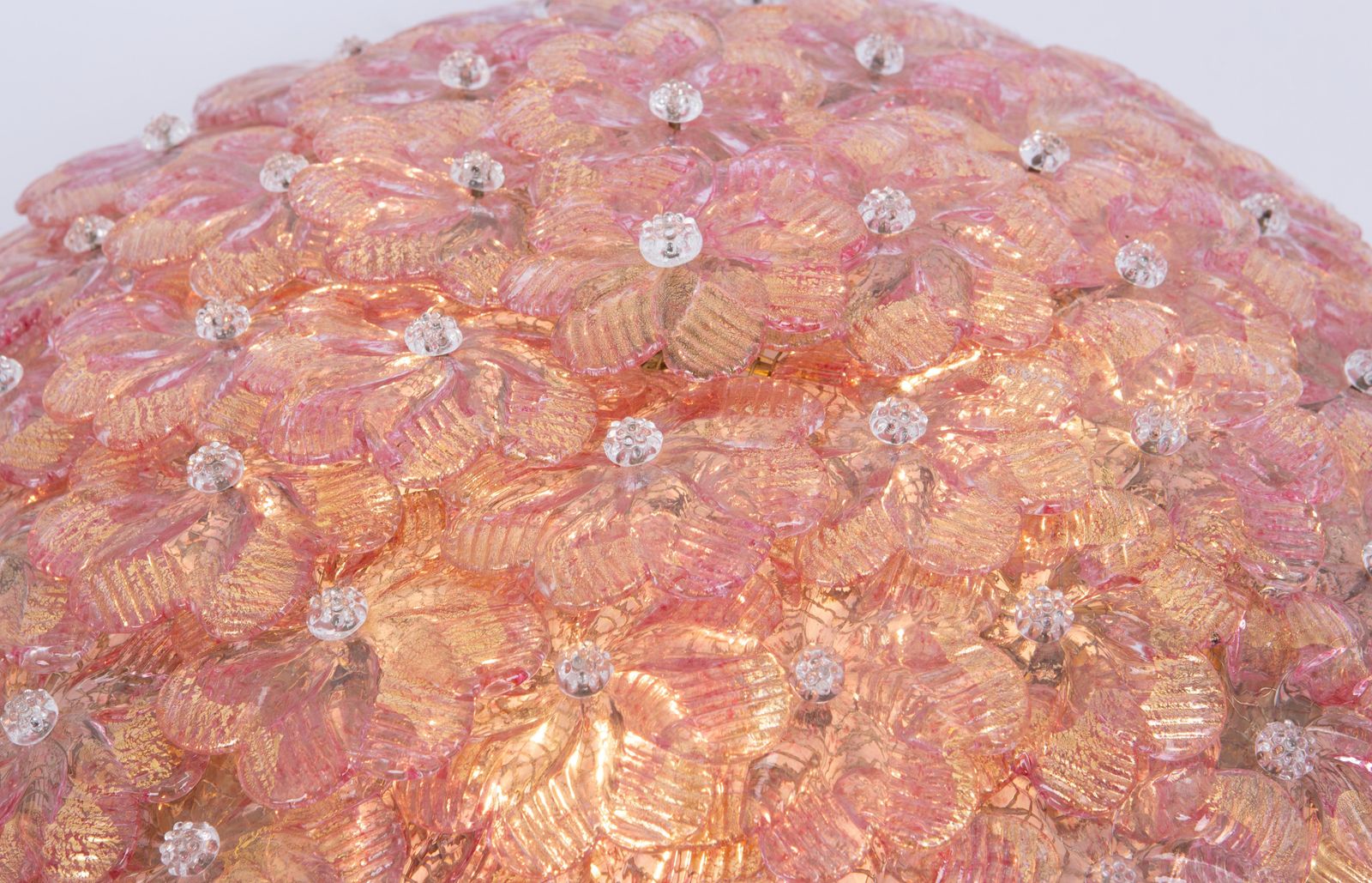 1 Of 2 Midcentury Murano Glass Ceiling Fixture By Barovier & Toso, Italy, 1960s photo vintage