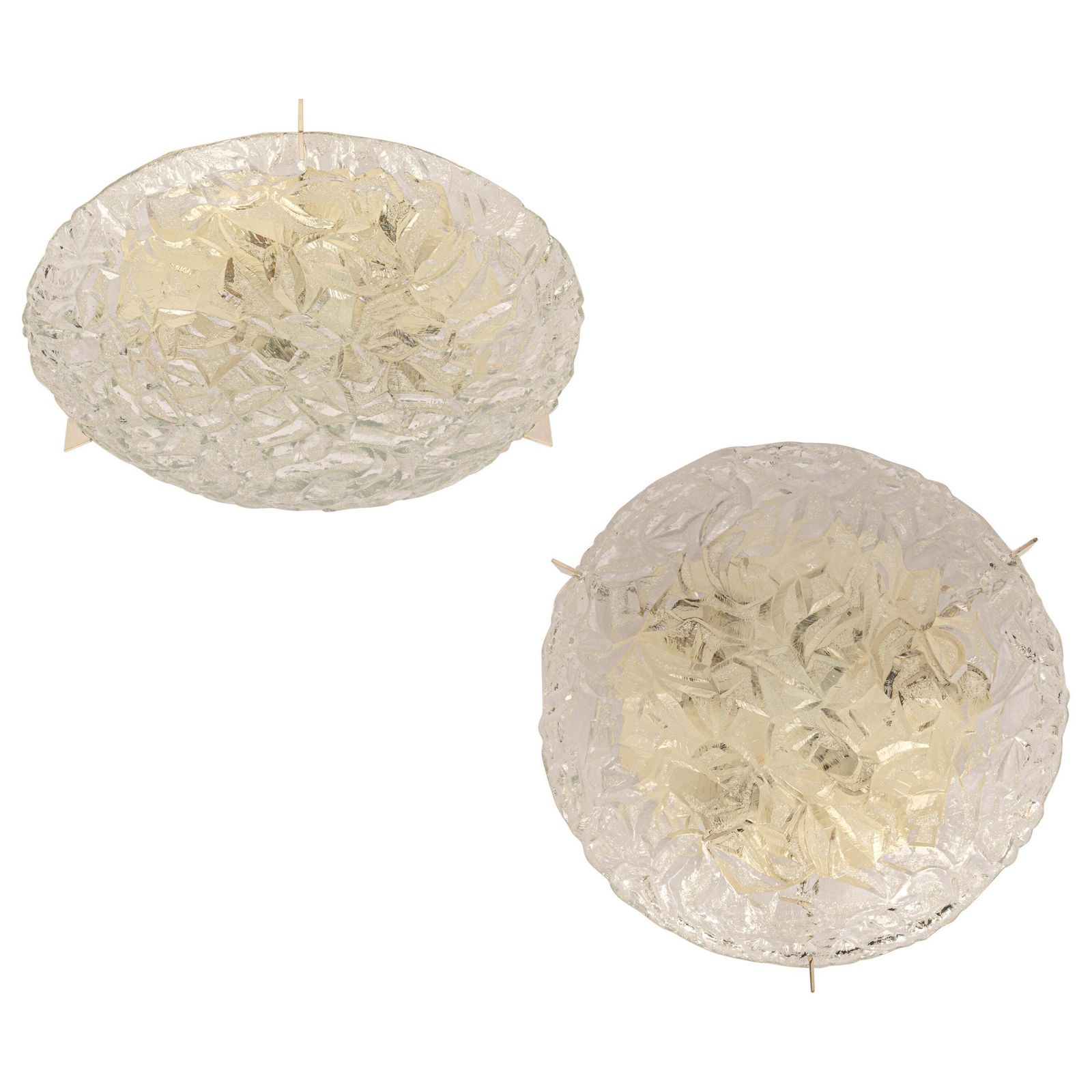 1 Of 3 Large Murano Glass Flushmount Fixture By Kaiser, Germany, 1960s