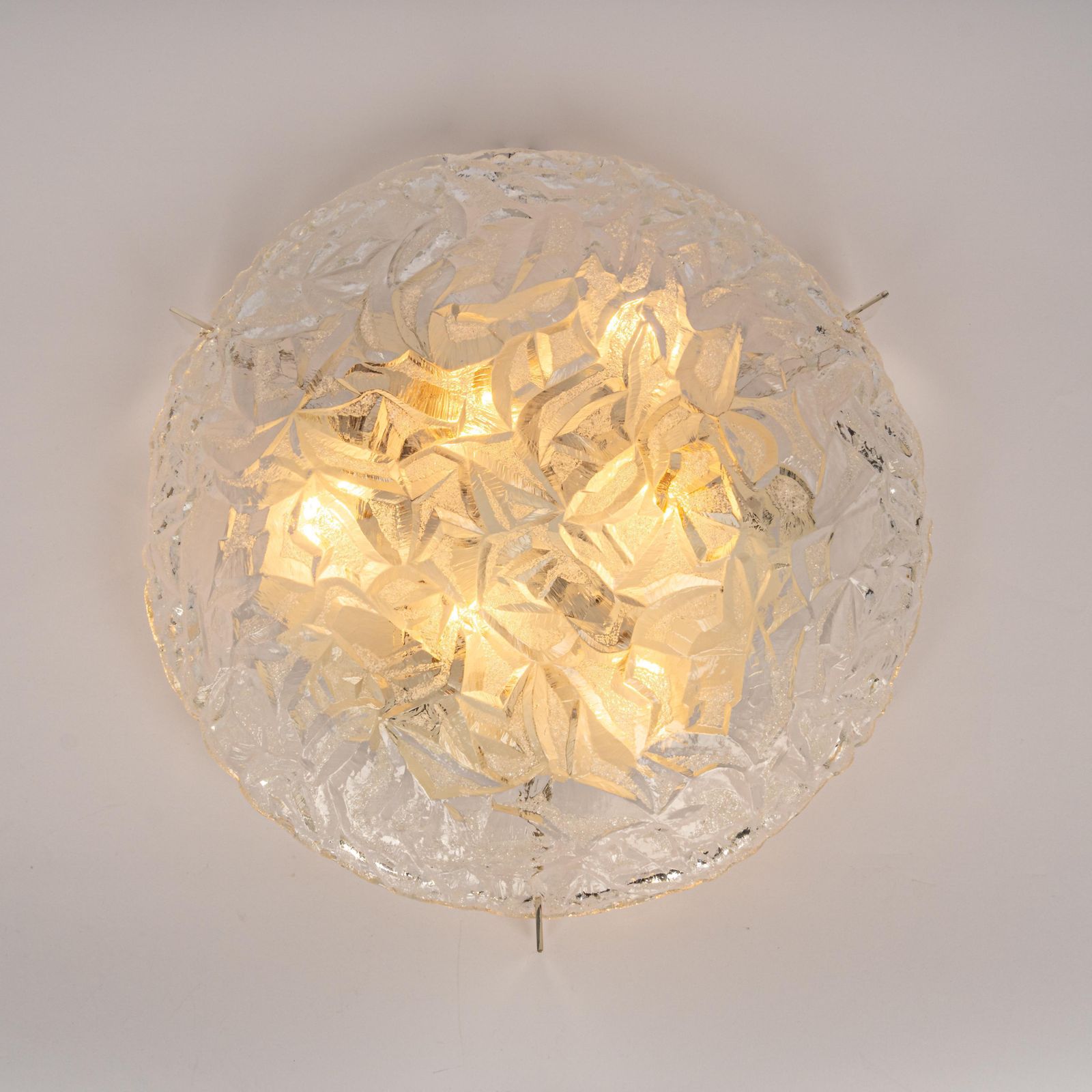 1 Of 3 Large Murano Glass Flushmount Fixture By Kaiser, Germany, 1960s photo Lighting