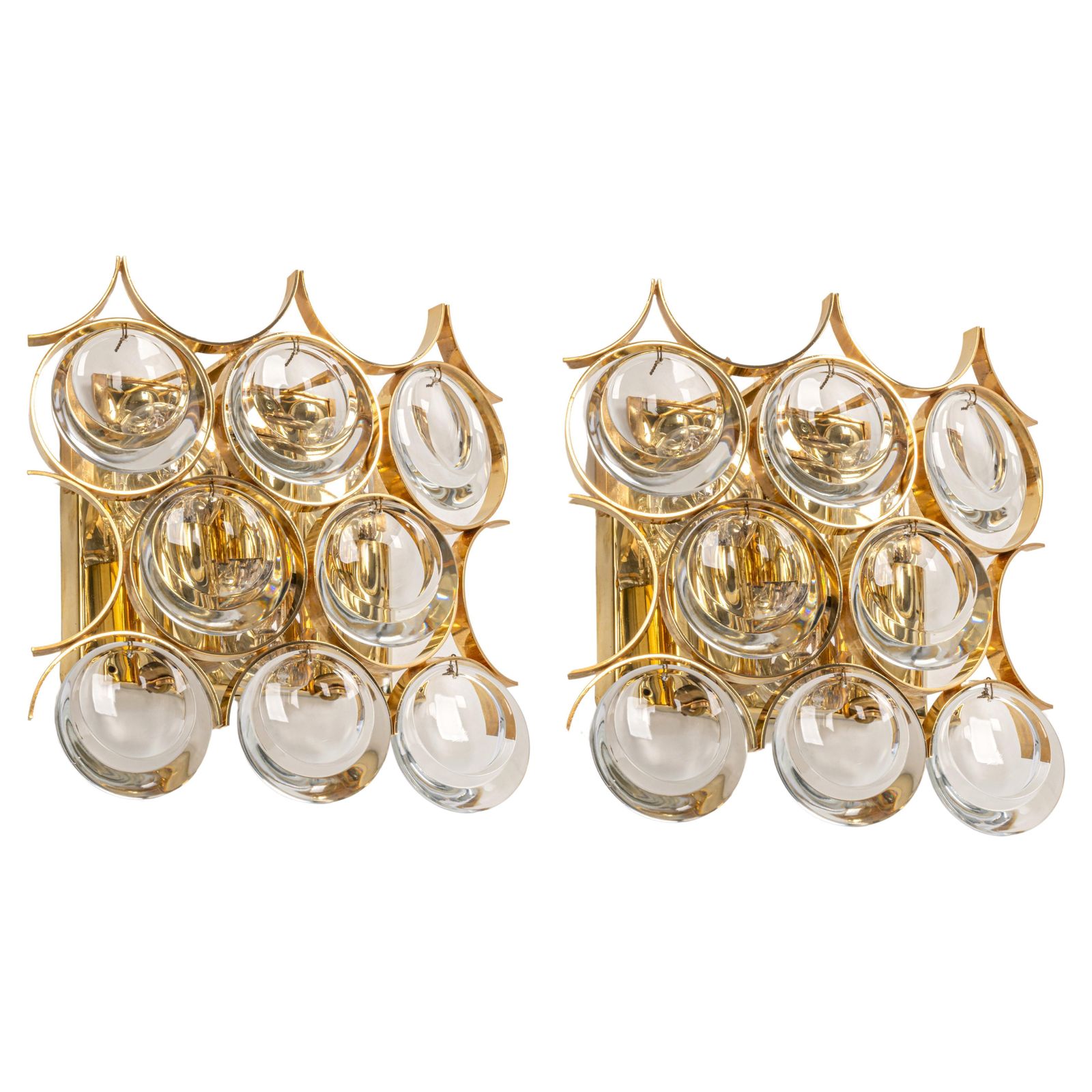 1 Of 3 Pairs Of Crystal Wall Lights, Sciolari Design, Palwa, Germany, 1960s