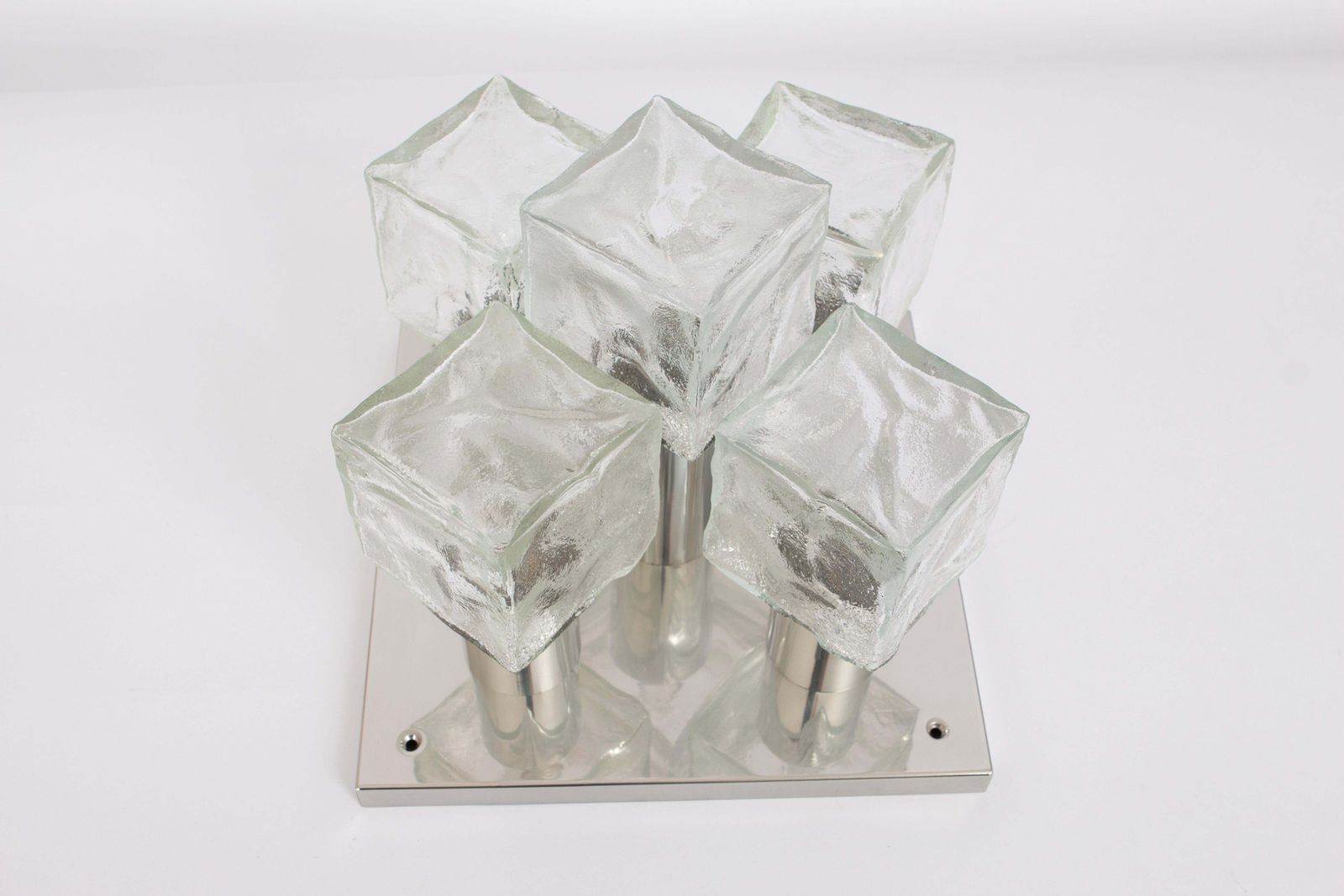 1 Of 2 Petite Murano Ice Glass Flushmount By Kalmar, Austria, 1960s photo furniture