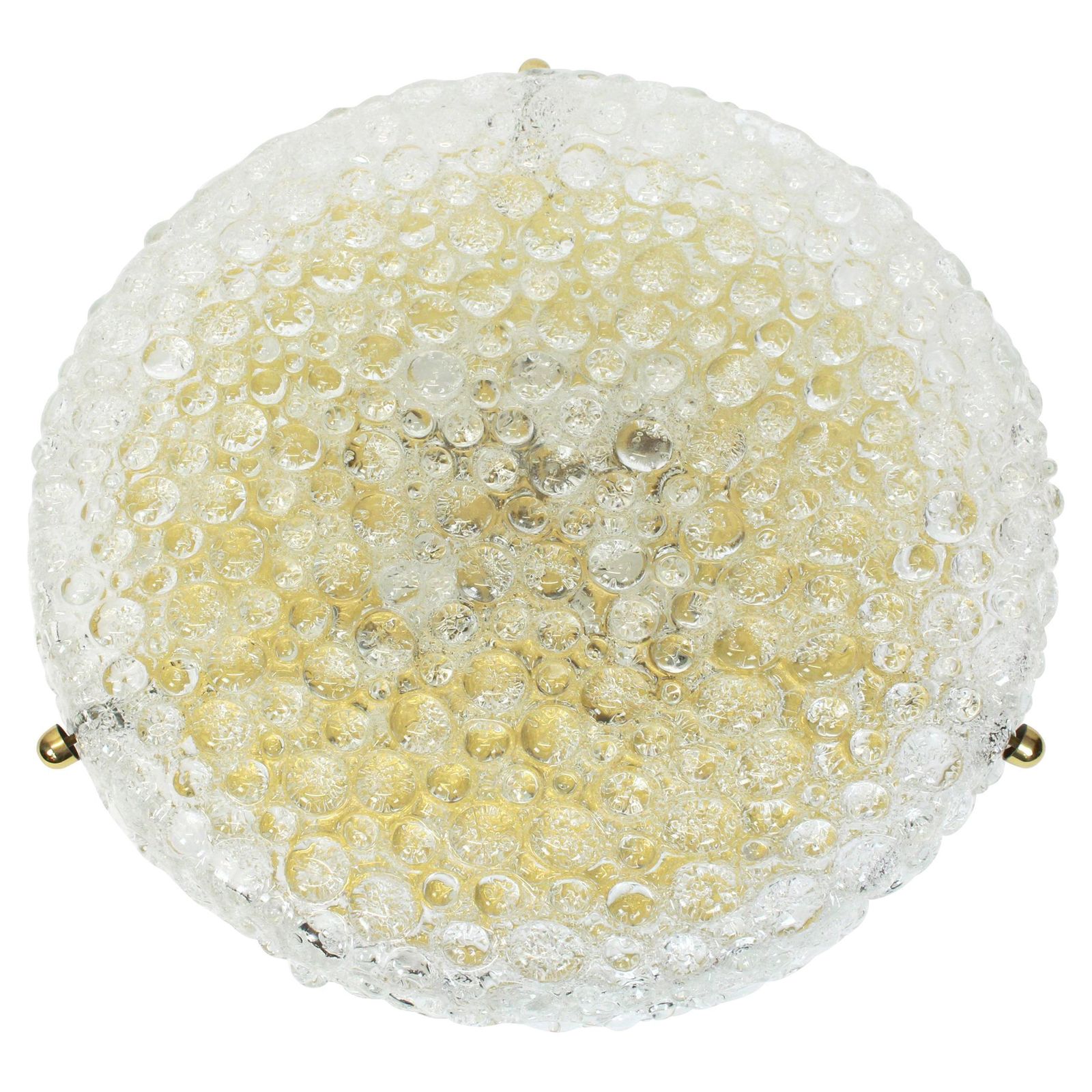 Large Round Ice Glass Flushmount By Hillebrand, Germany, 1970s