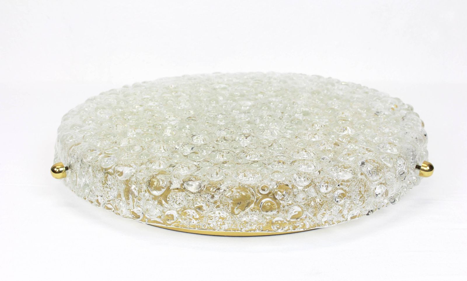 Large Round Ice Glass Flushmount By Hillebrand, Germany, 1970s photo 2149.0
