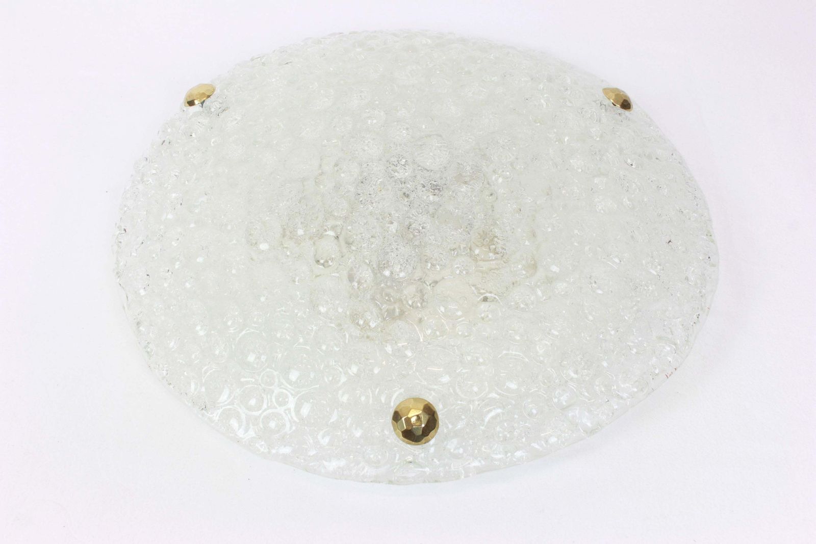 1 'Of 2' Big Round Murano Ice Glass Flushmount By Hillebrand, Germany, 1970s photo furniture