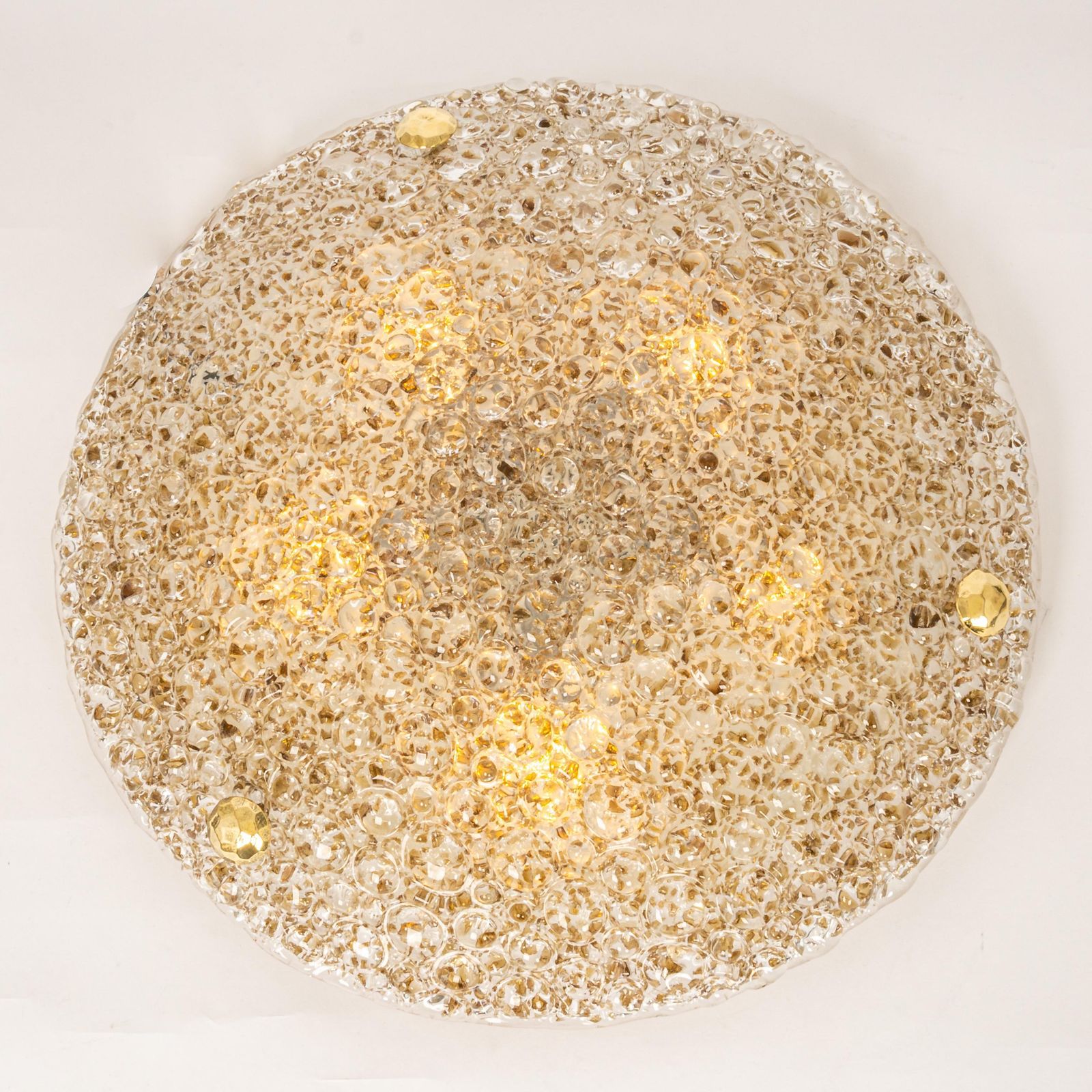 1 'Of 4' Big Round Bubble Murano Amber Flushmount By Hillebrand, Germany, 1970s photo for sale