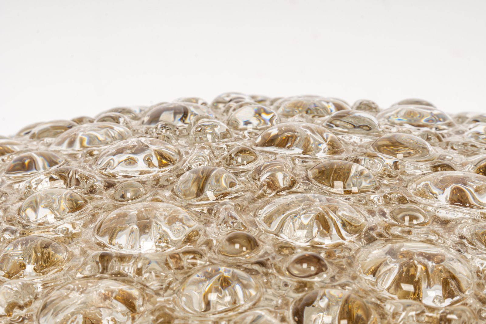 1 'Of 4' Big Round Bubble Murano Amber Flushmount By Hillebrand, Germany, 1970s photo vintage