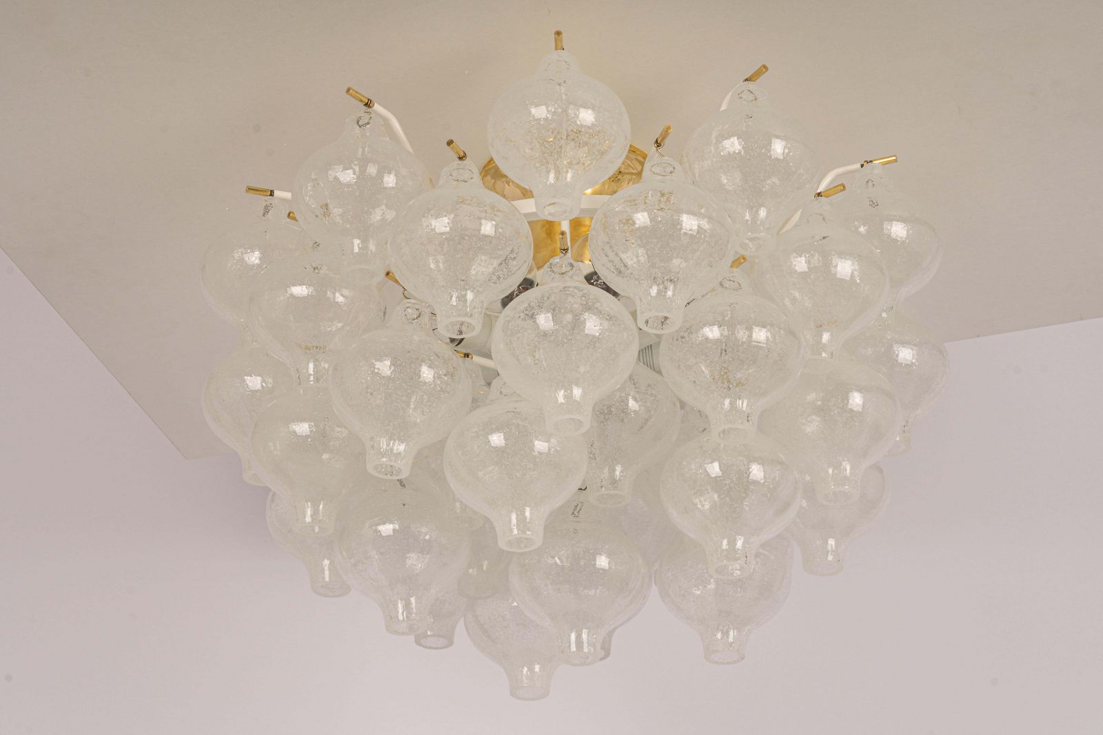 1 Of 3 Large Tulipan Glass Flush Mount Or Chandelier By Kalmar, Austria, 1960s photo for sale