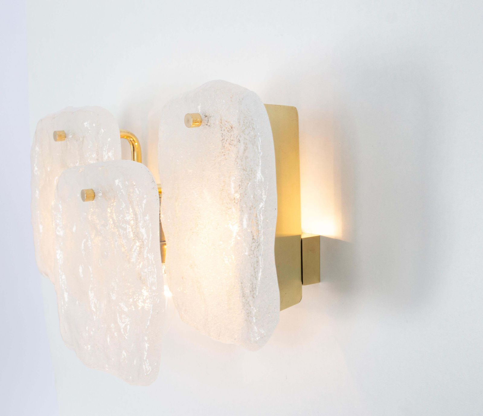Pair Of Large Brass Kalmar Wall Lights Murano Glass By Kalmar, Austria, 1960s photo vintage