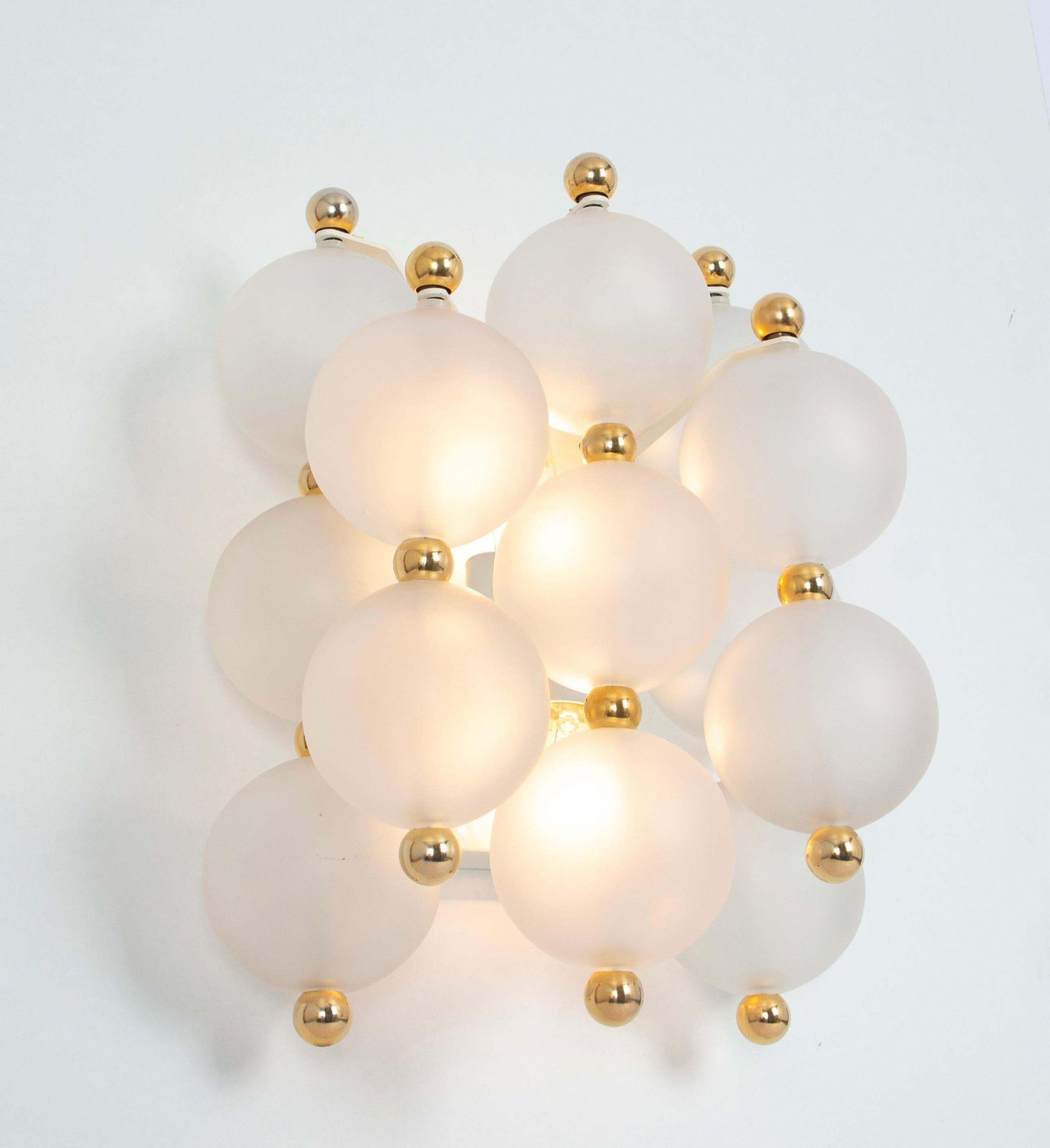 Pair Of Large Frosted Glass Wall Light By Kinkeldey, Germany, 1970s photo vintage