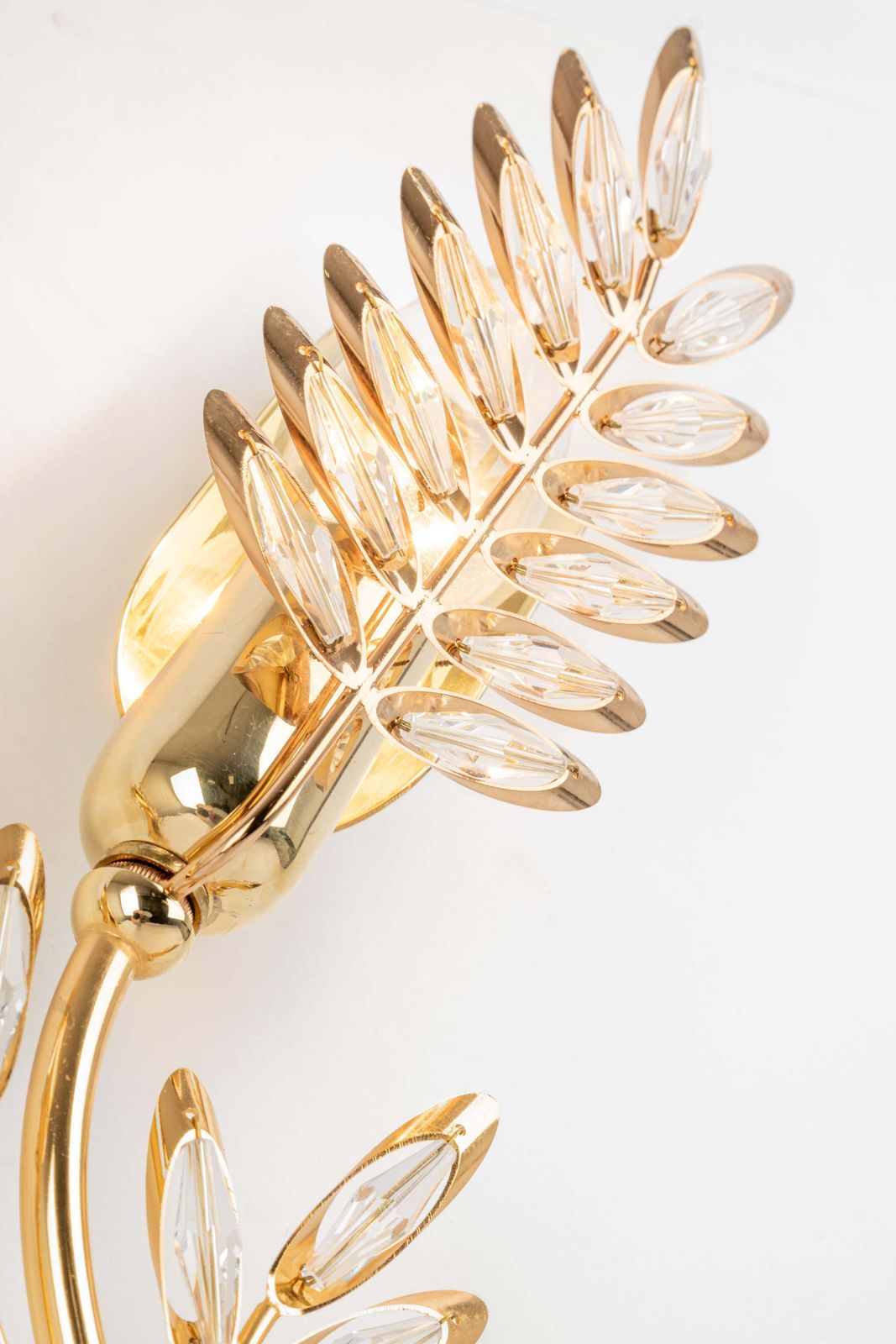 Pair Of Rare Gilt Brass Wheat Shape Wall Lights By Palwa, Germany, 1970s photo Lighting