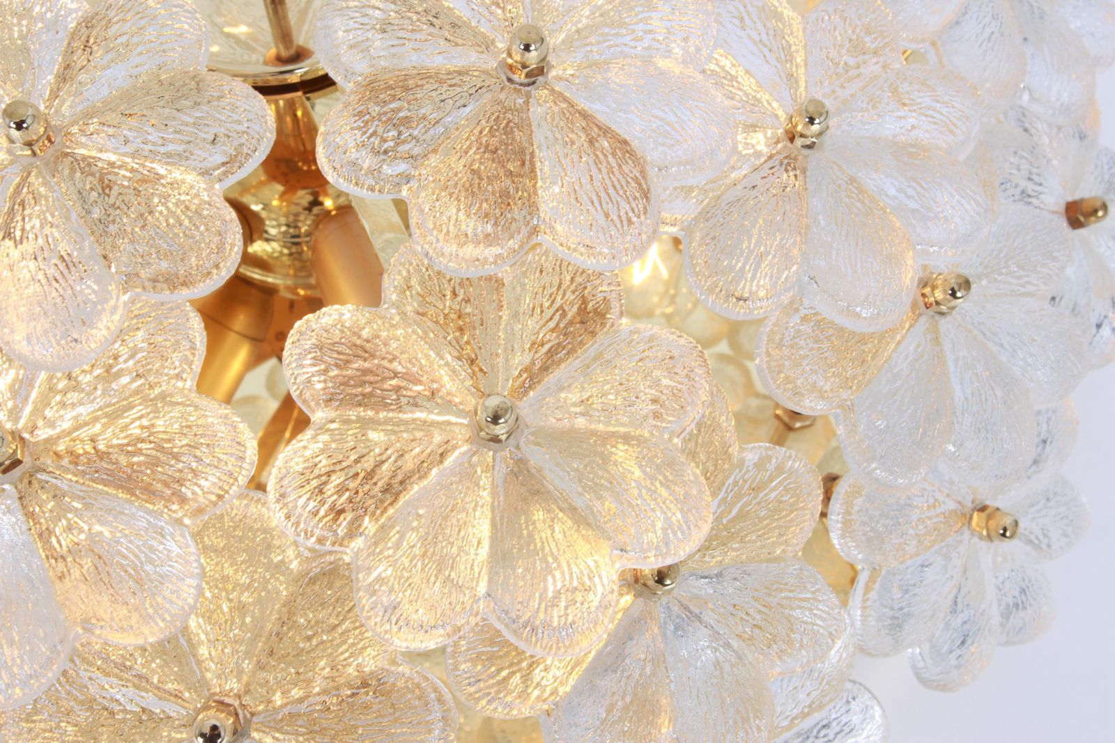 1 Of 4 Large Murano Glass Flower Flushmount, Ernst Palme, Germany, 1970s photo vintage