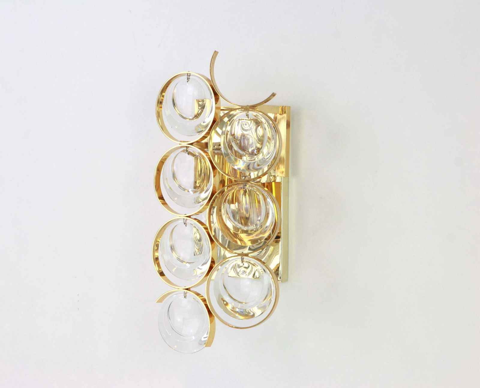 1 Of 2 Golden Gilded Brass And Crystal Sconce By Palwa, Germany, 1960s photo furniture