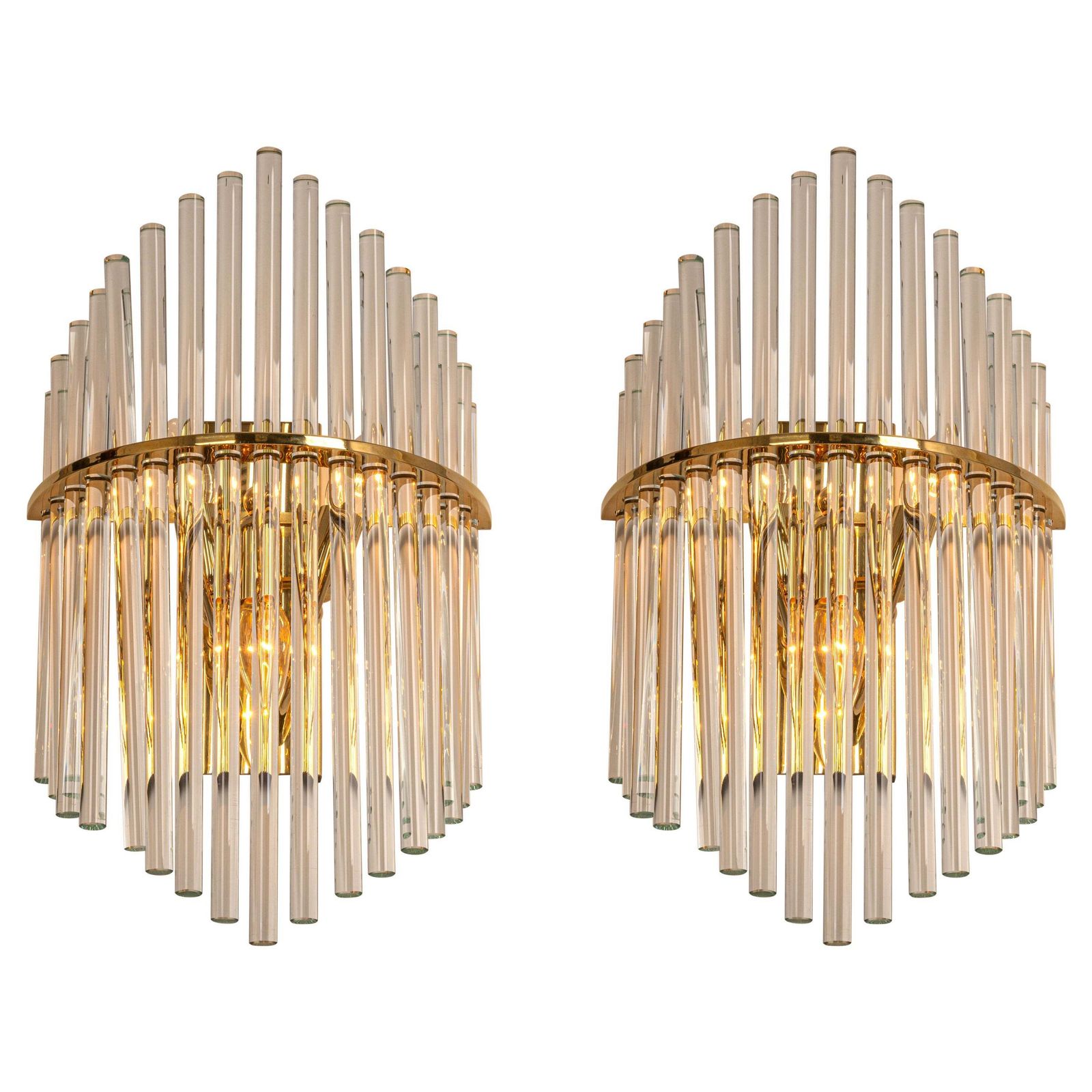 1 Of 3 Pairs Of Wonderful Crystal Rod Sconces By Christoph Palme, Germany, 1970s