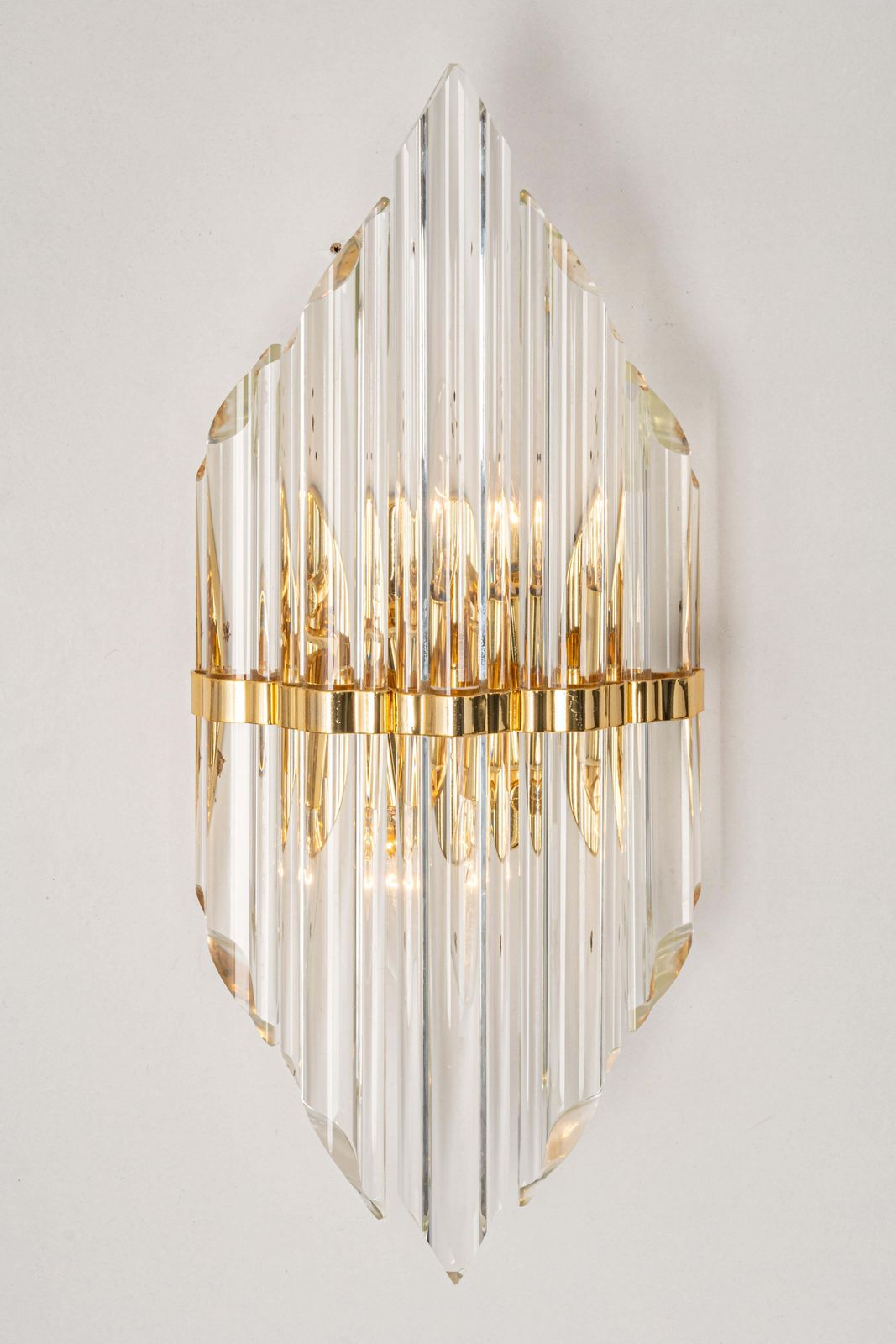 Pair Of Crystal Glass Wall Lights In Venini Style, Italy, 1970s photo 1032.0