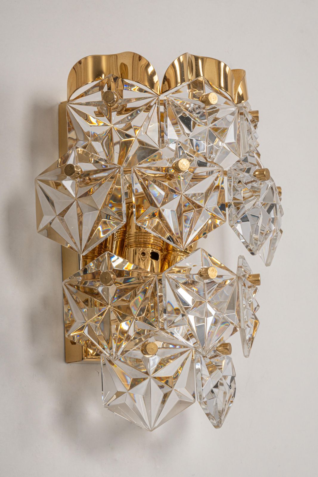 1 Of 4 Stunning Pair Of Crystal Sconces By Kinkeldey, Germany, 1970s photo Lighting