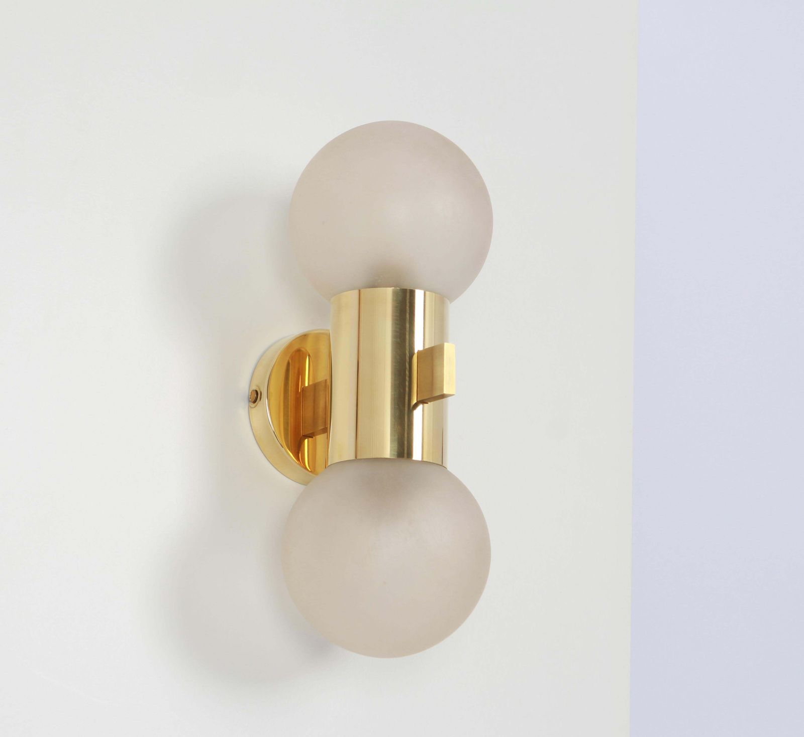 Pair Of Brass And Satin Glass Sconces, Sciolari Stil, Germany, 1970s photo buy