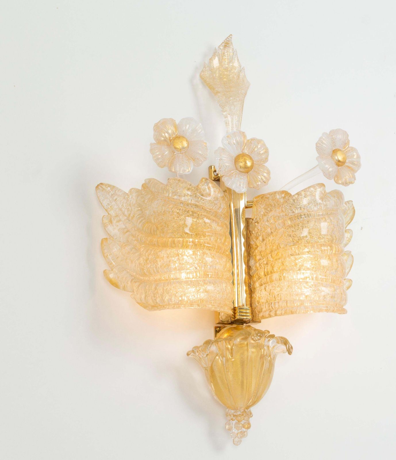 photo vinterior Pair Of Large Murano Glass Wall Sconces By Barovier & Toso, Italy, 1970s
