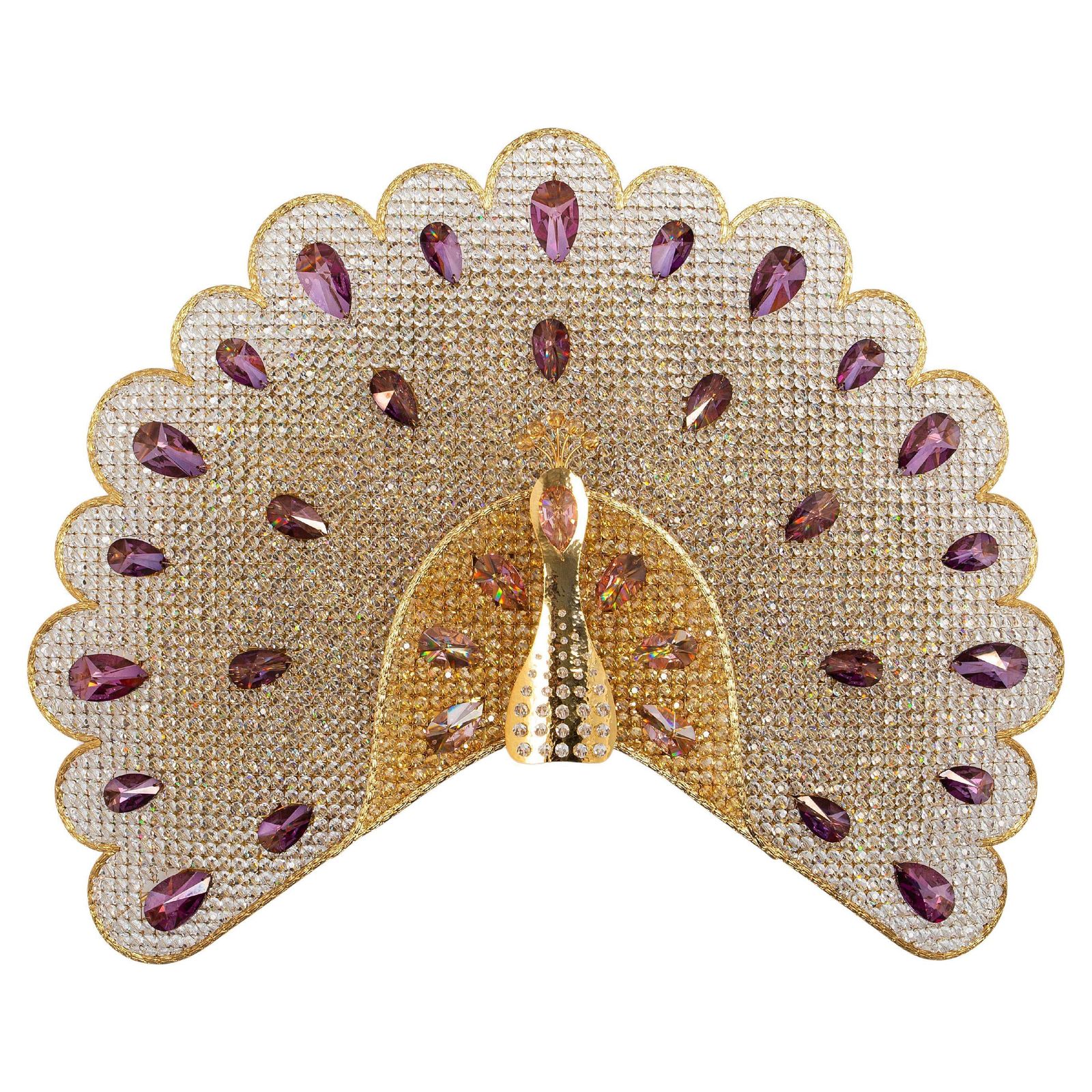1 Of 2 Extraordinary Large Rare Peacock Crystal Sconce By Palwa, Germany, 1960s