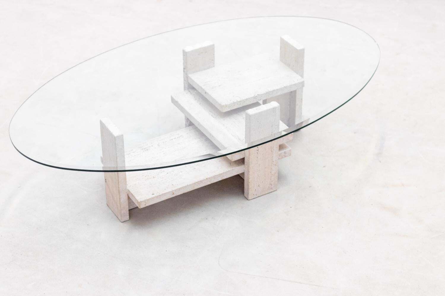 Travertine Coffee Table By Ballez Willy, 1970s photo furniture