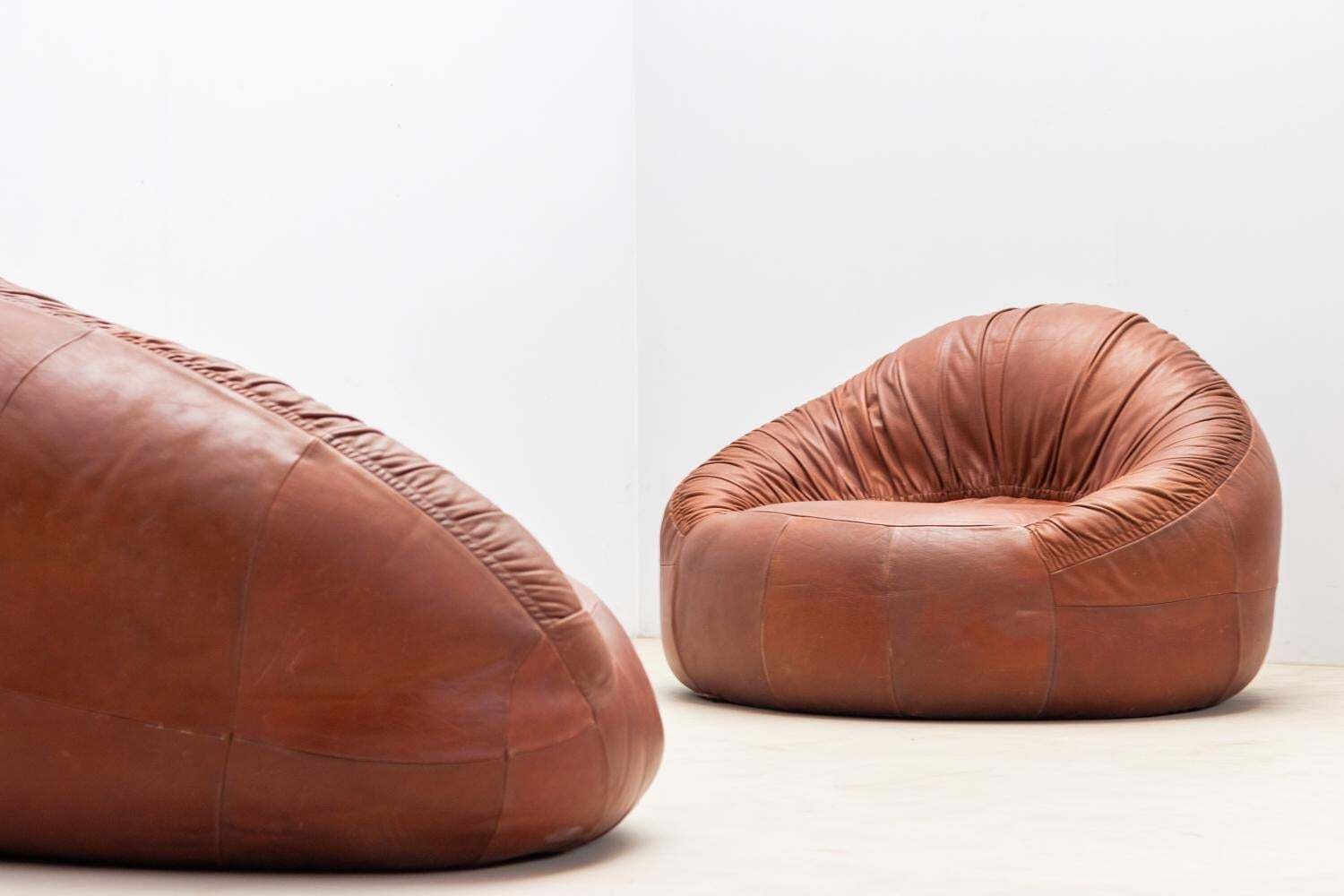 Pangolin Leather Sofa And Armchair By Egg Designs photo for sale
