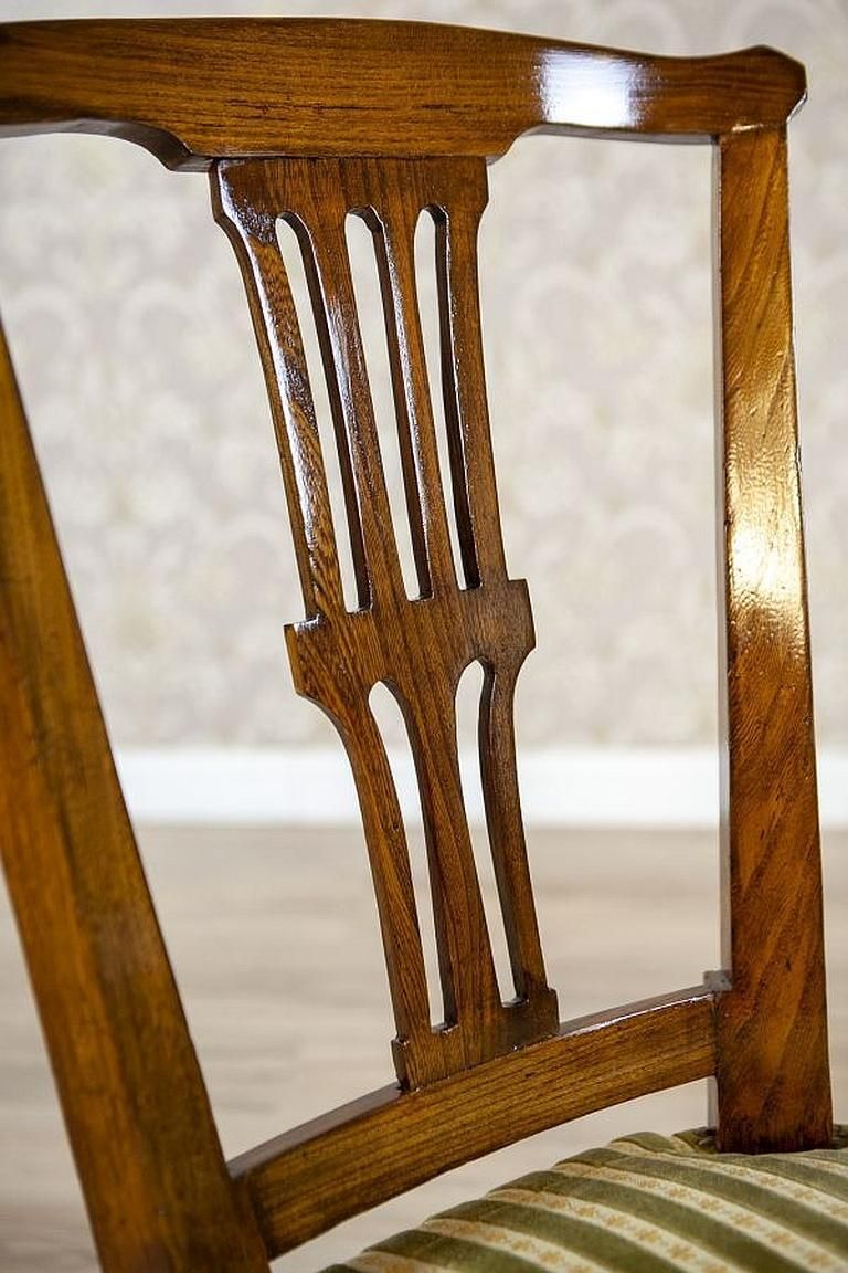 20th Century Elm Chair In Striped Upholstery photo vintage