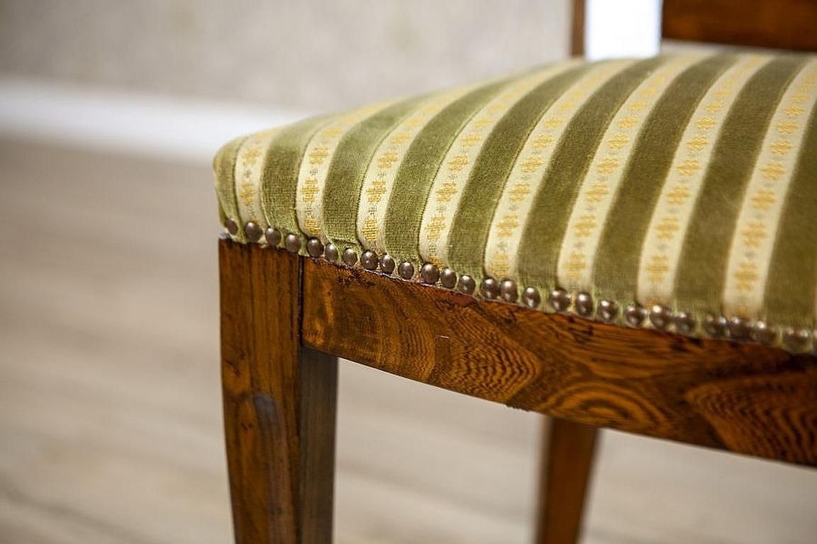 photo for sale 20th Century Elm Chair In Striped Upholstery
