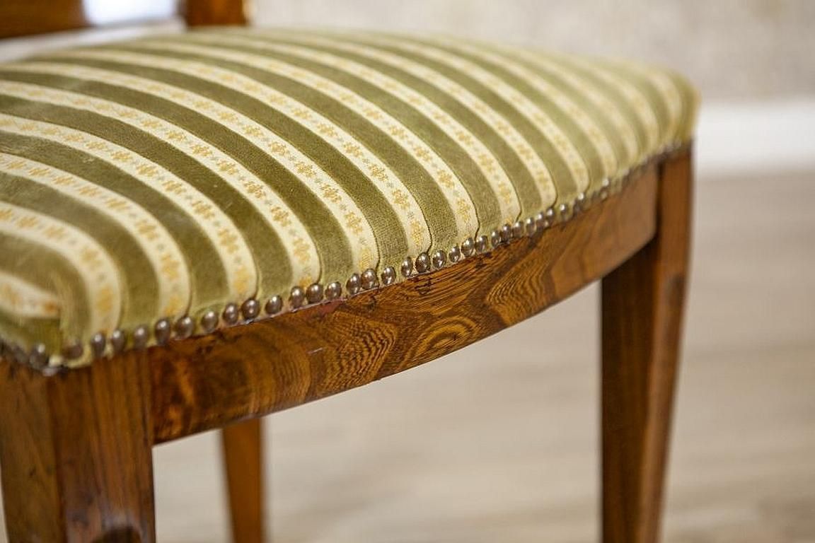 Furniture 20th Century Elm Chair In Striped Upholstery photo
