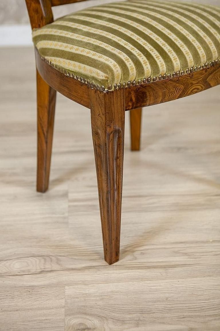 344.0 20th Century Elm Chair In Striped Upholstery photo