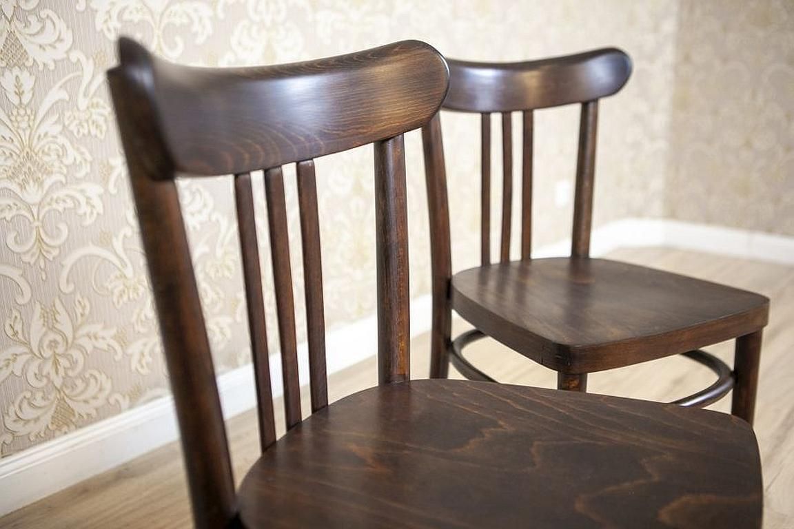 Furniture Two 20th Century Brown Beech Chairs In The Thonet Style photo