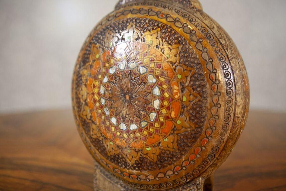20th Century Ornately Decorated Wooden Water Bottle photo Home Decor