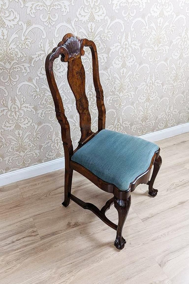 19th Century French Oak Chair With Grey Upholstery photo for sale
