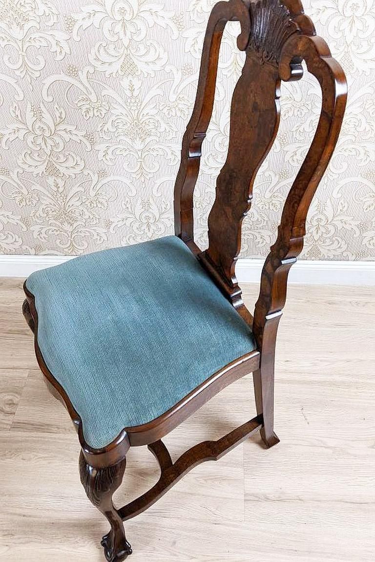 19th Century French Oak Chair With Grey Upholstery photo Furniture