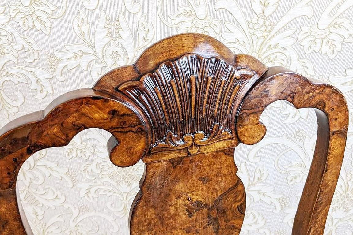 19th Century French Oak Chair With Grey Upholstery photo buy