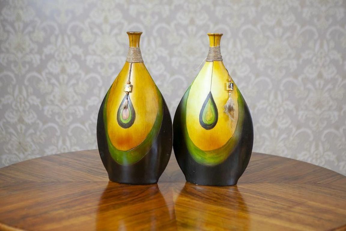 Pair Of Stylized African Vases From The Late 20th Century photo furniture