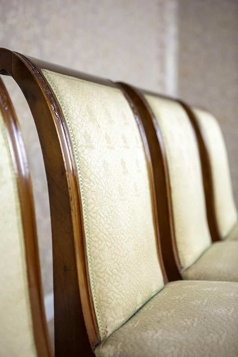 Set Of Four Mahogany Chairs In White Upholstery, Circa 1880 photo vinterior