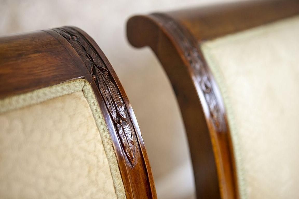 Set Of Four Mahogany Chairs In White Upholstery, Circa 1880 photo vintage