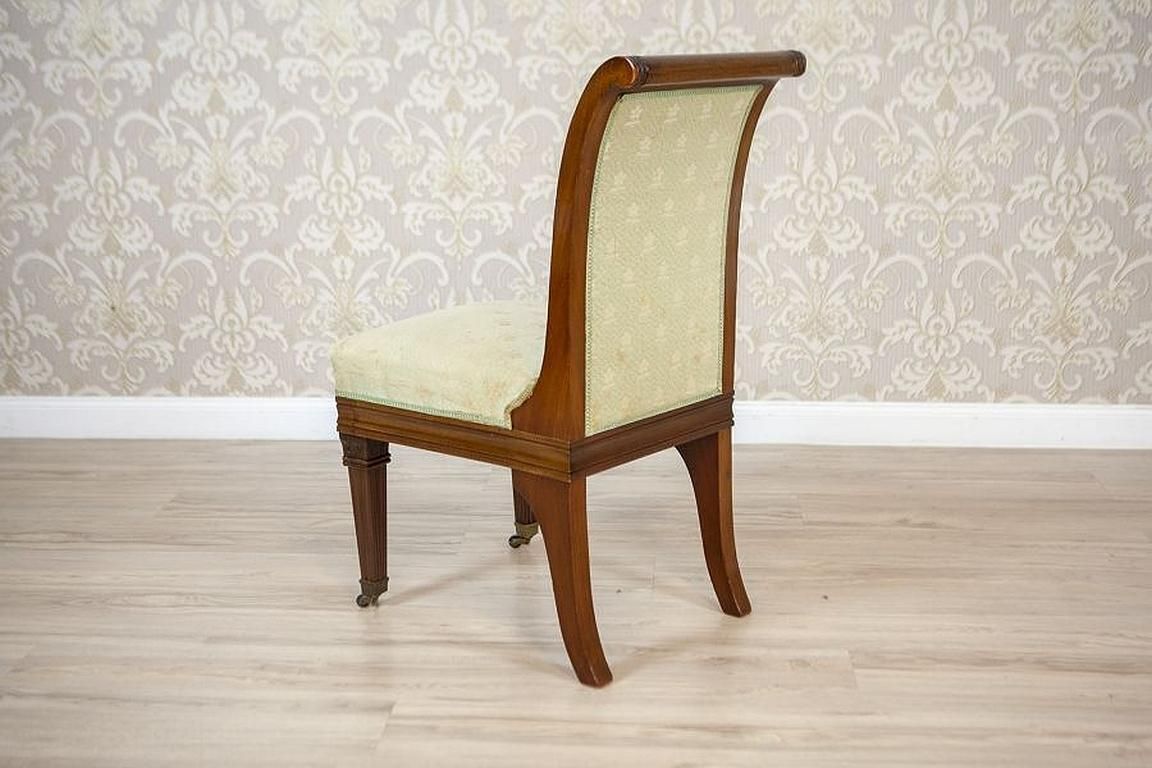 photo buy Set Of Four Mahogany Chairs In White Upholstery, Circa 1880