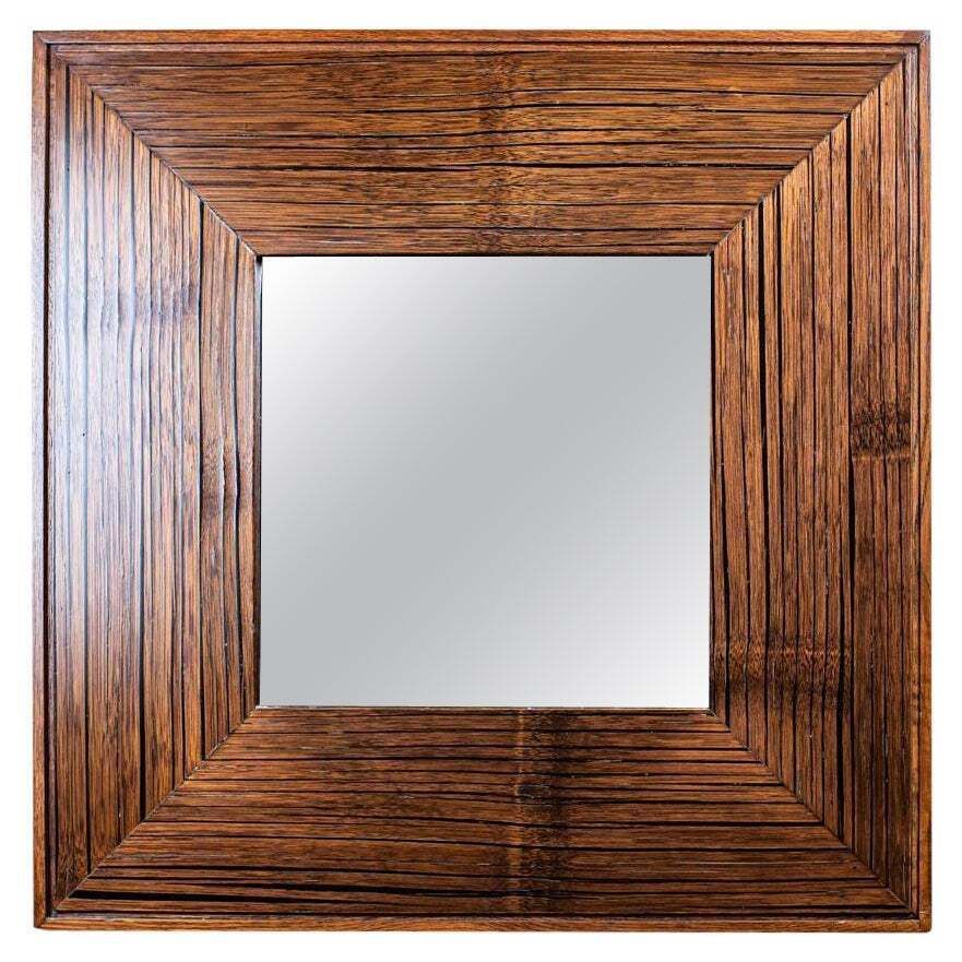 20th Century Mirror In Original Square Frame Of Exotic Wood