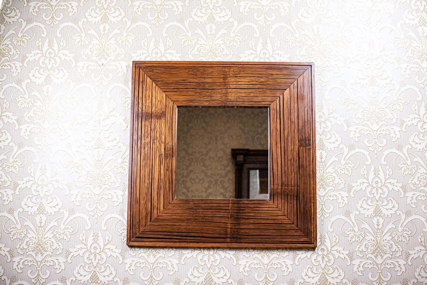 20th Century Mirror In Original Square Frame Of Exotic Wood photo furniture