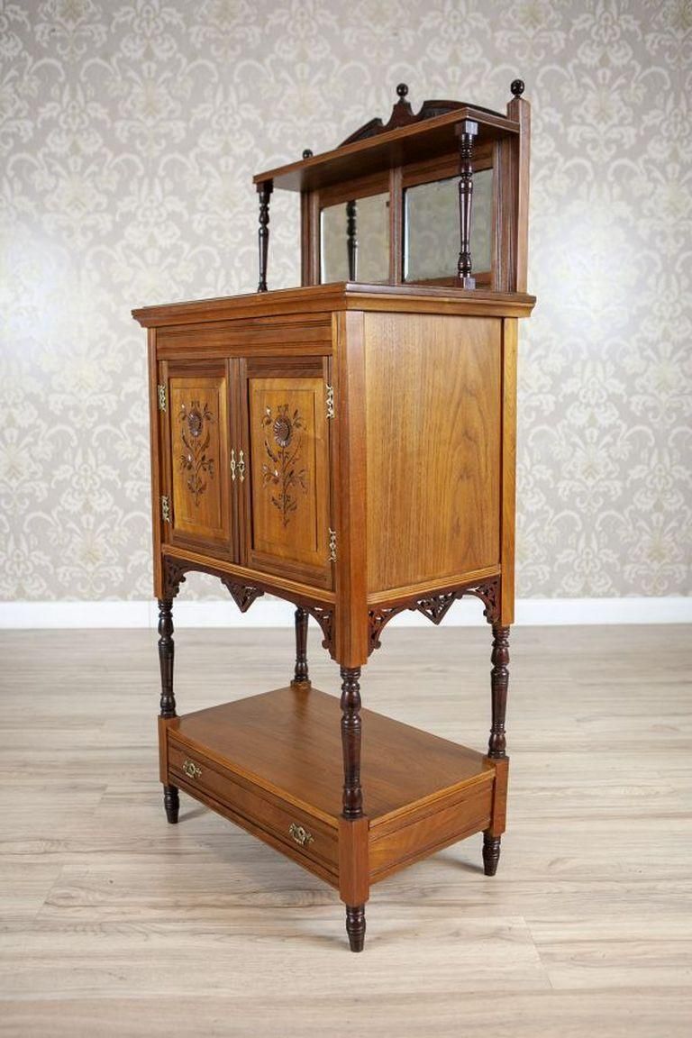 19th Century Small Walnut Cabinet With The Motif Of Sunflowers By George Davis photo furniture