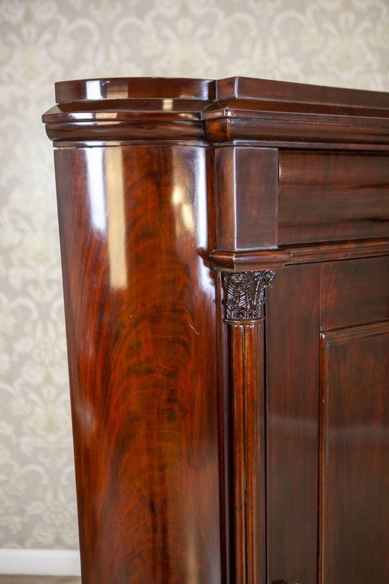 Furniture Biedermeier Mahogany Veneer Corner Cabinet, Circa 1870 photo