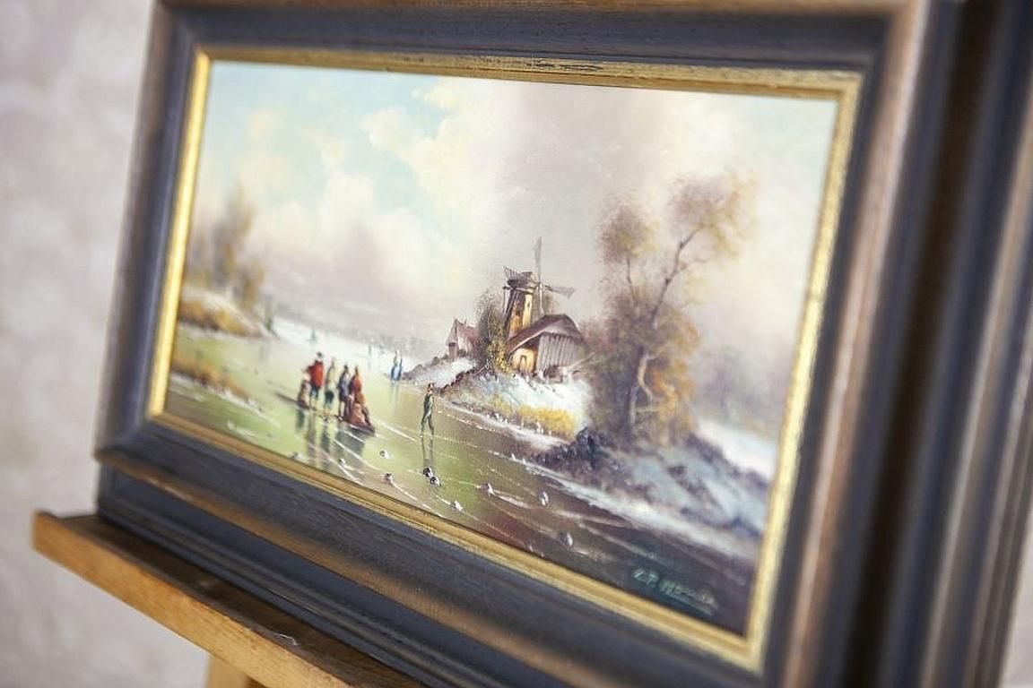Oil Painting From The Early 20th Century, Winter Rural Landscape photo 947.0