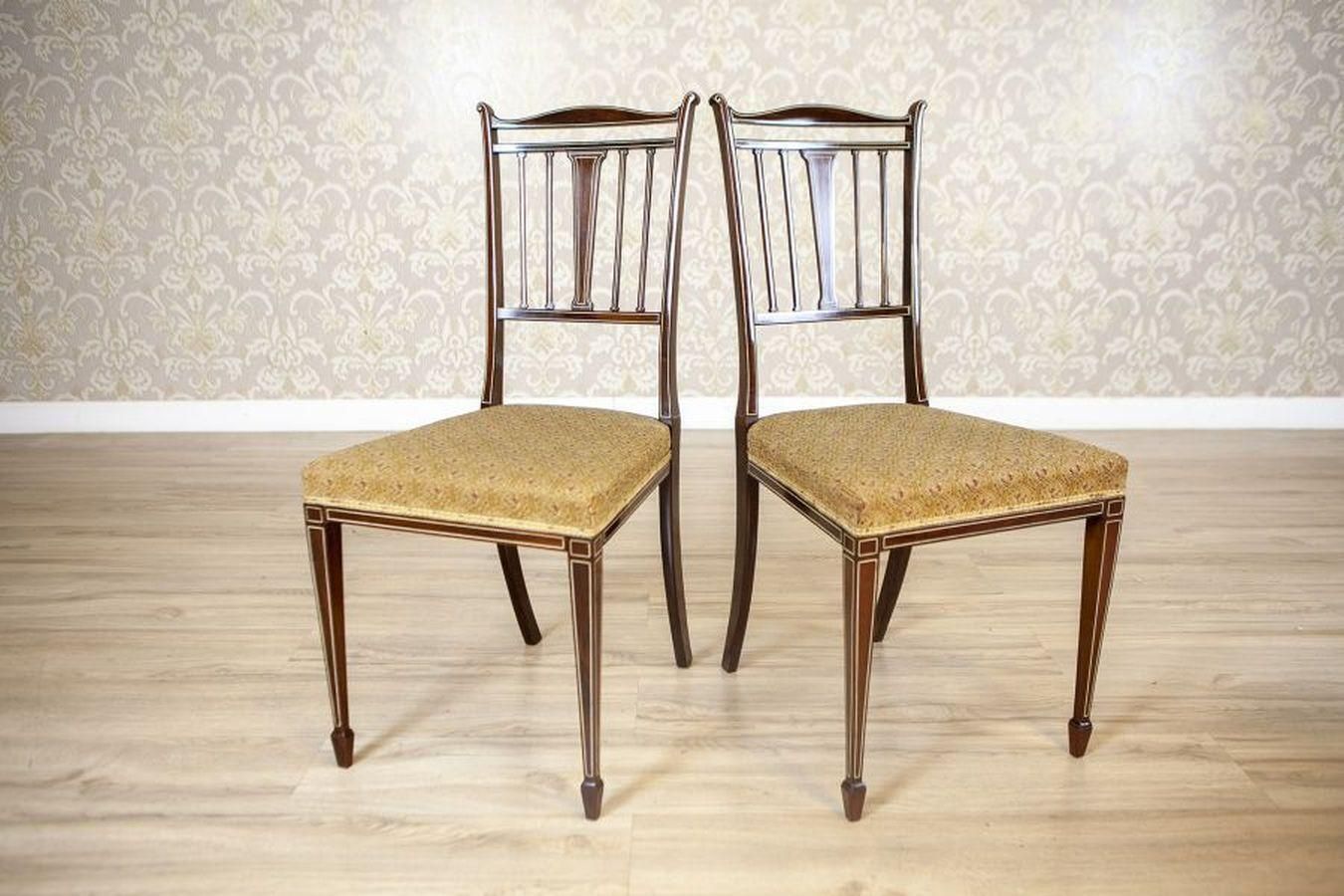 Set Of 4 English Armchairs And Chairs In The Sheraton Style, Late 19th Century photo for sale
