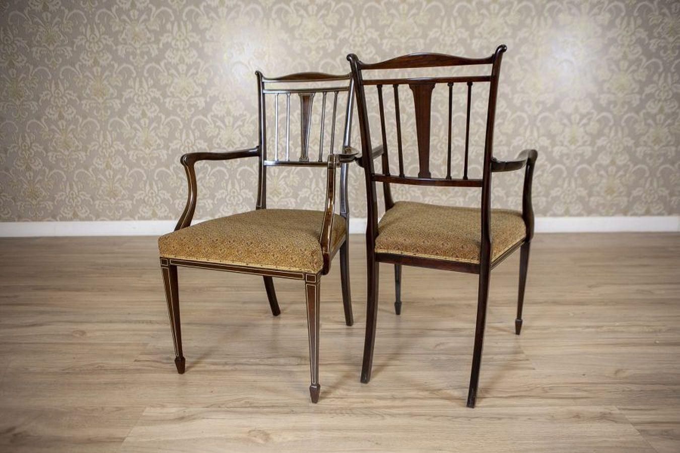 Set Of 4 English Armchairs And Chairs In The Sheraton Style, Late 19th Century photo vinterior