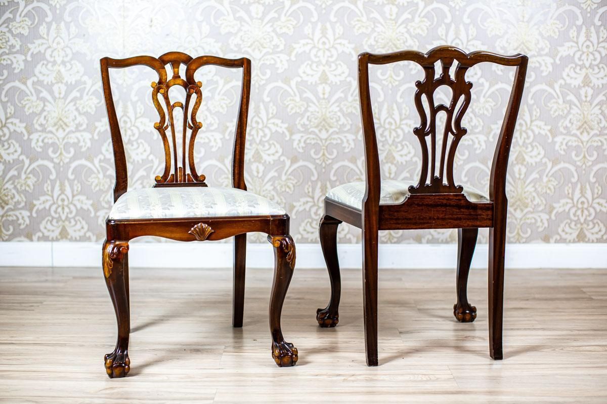 Two 20th Century Chairs In The Chippendale Type Veneered With Walnut photo for sale