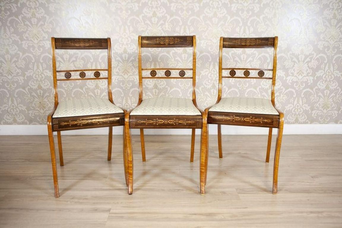 Set Of 19th Century English Chairs In Sheraton Style With Inlays photo for sale