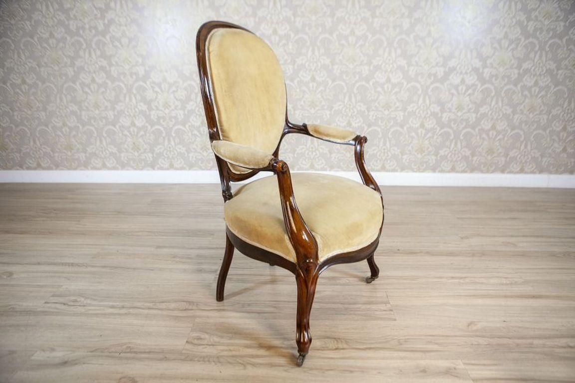 Pair Of Late 19th Century Walnut Armchairs In Beige Upholstery photo Furniture