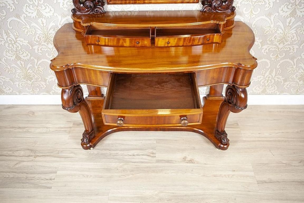 Elegant Mahogany Vanity Table In Light Brown From The Late 19th Century photo vinterior