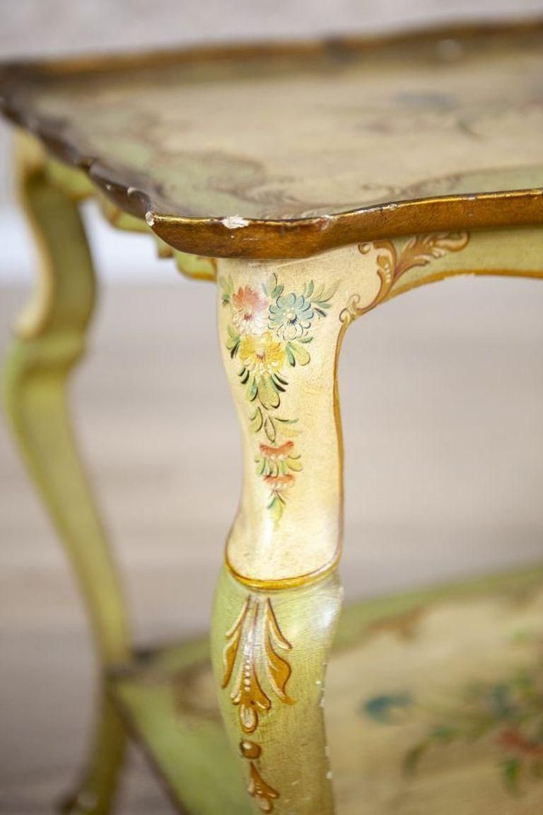 Rococo Mahogany Tea Table From The Late 19th Century With Floral Paintings photo buy