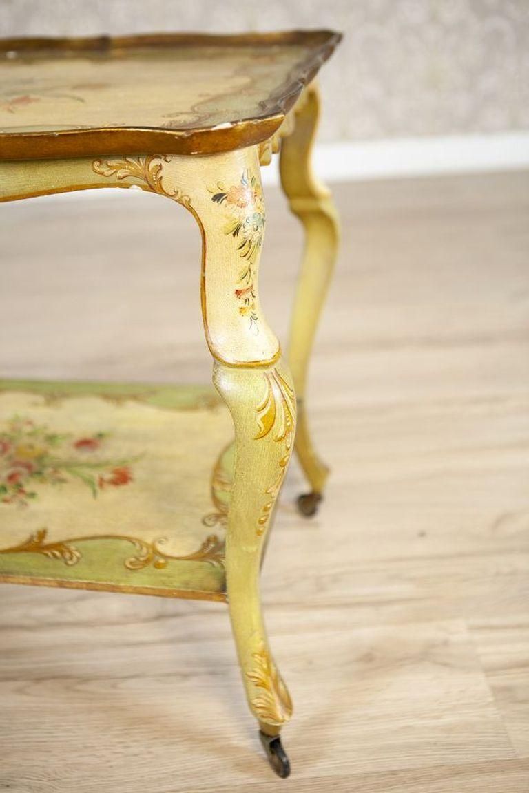 photo for sale Rococo Mahogany Tea Table From The Late 19th Century With Floral Paintings